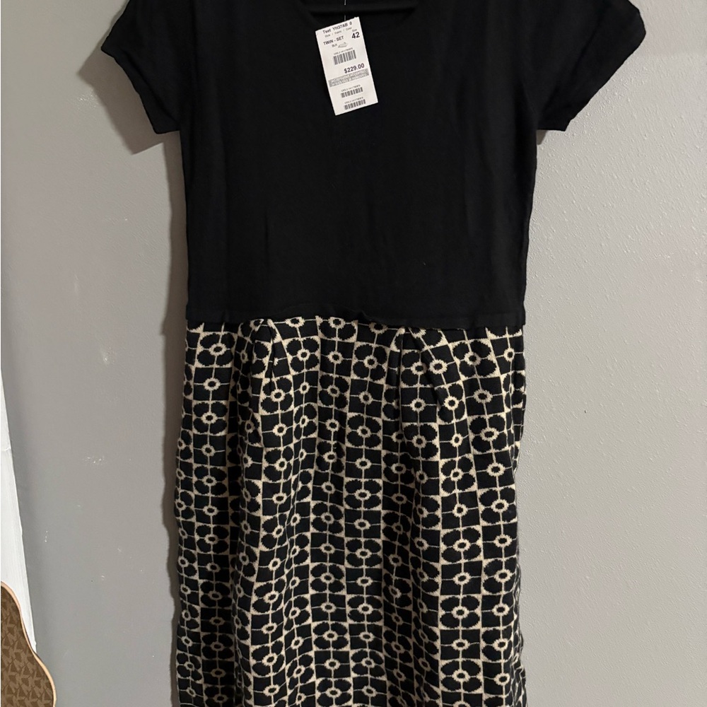 Christina Black and Cream Patterned Kids Dress
